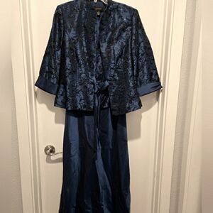 Size 14. R&M Richards Navy Sequin Dress with Jacket